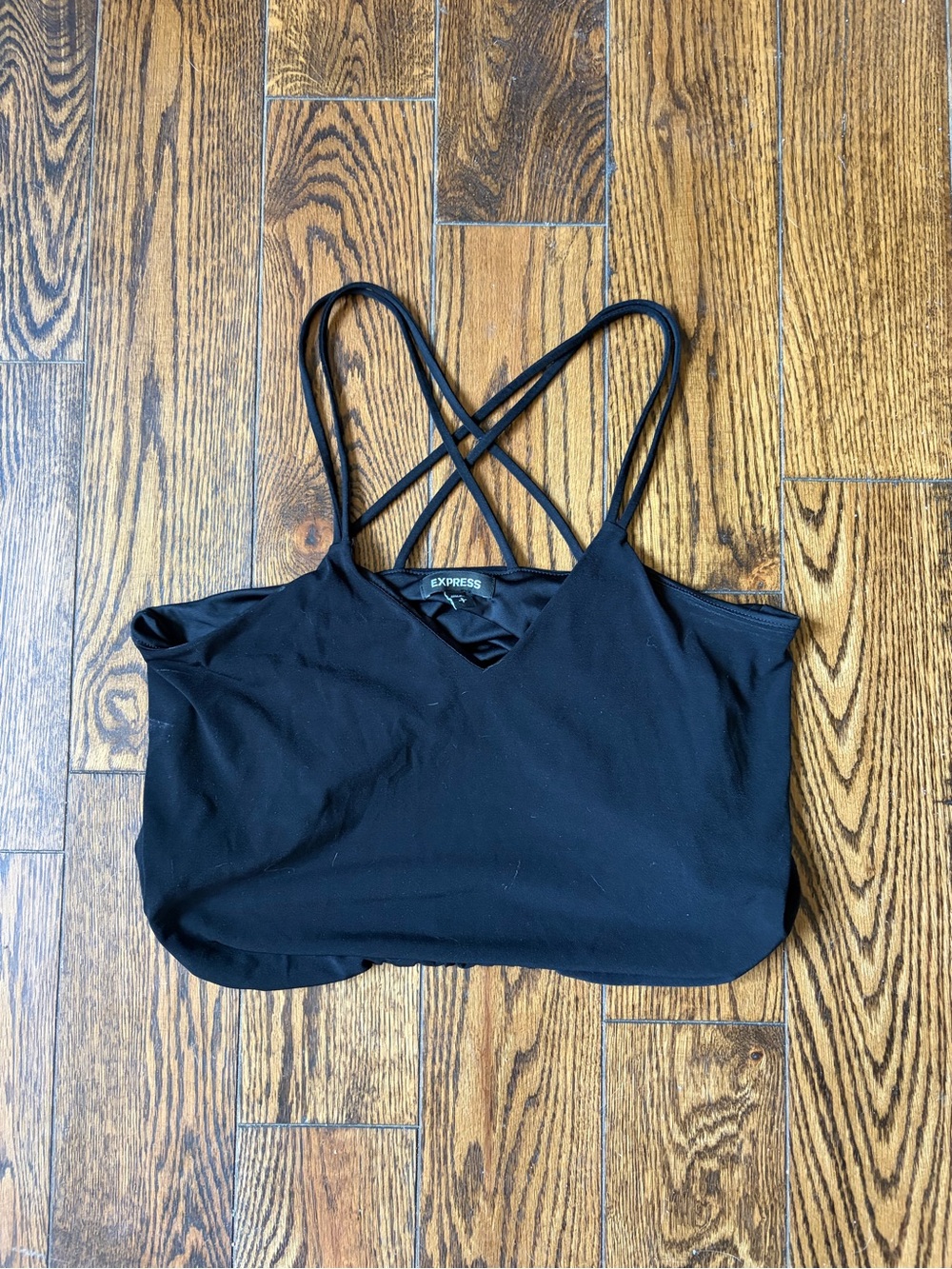 Express Black Crisscross Strappy Crop Tank